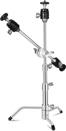 Mini soporte C de bolsillo de 20 pulgadas, totalmente metálico ajustable pequeño de 20.8 pulgadas con cabezal de agarre de brazo de pluma de 13