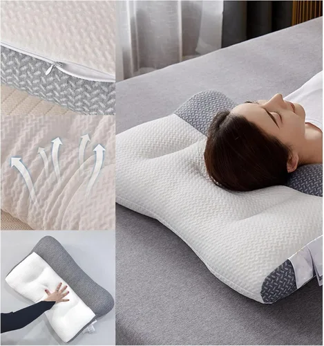 Miniatura 5 de Almohada súper ergonómica, almohada cervical para aliviar el dolor de dormir, diseño de ranura para las orejas, almohada cervical para todas