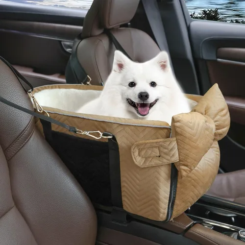 Miniatura 10 de Asiento de coche para perros pequeños, consola central portátil ajustable, asiento de auto para perro, asiento de auto extraíble para gatos, asiento