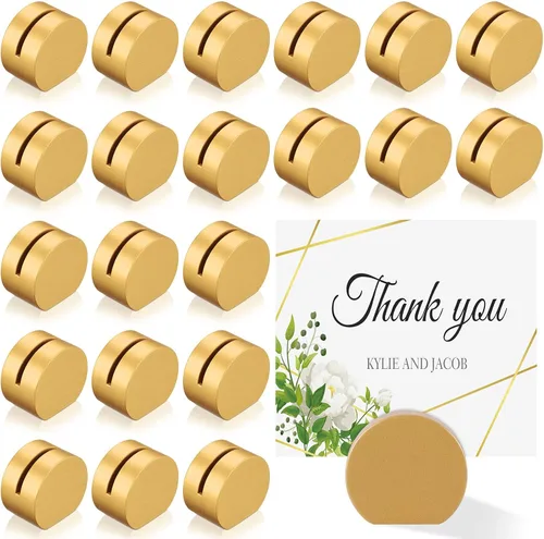 Miniatura 8 de Ripeng 24 soportes dorados para números de mesa, soporte de madera para tarjetas de lugar, mini soporte de mesa para boda, Navidad, vacaciones