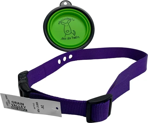 Miniatura 4 de Correa de repuesto, se adapta a la mayoría de collares PetSafe, 3 agujeros precortados, nailon de 1 pulgada, incluye cuenco de viaje para mascotas