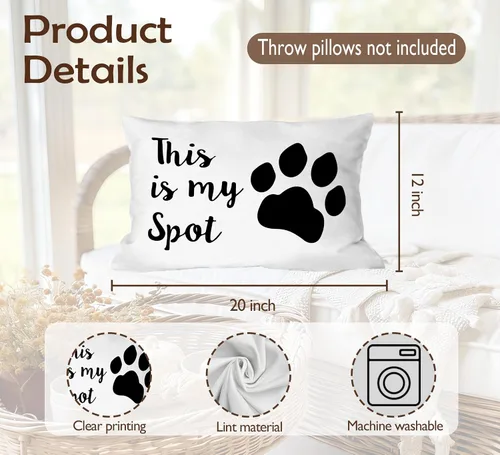 Miniatura 5 de Burosev Reservado para el perro, fundas de almohada suaves reversibles de doble cara, divertida pata de mascota This is My Spot, decoración
