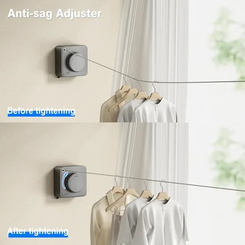Miniatura 3 de MUSTORN Tendedero retráctil para interiores, línea de ropa para exteriores que no se hunde, línea de ropa resistente para secar la ropa, línea