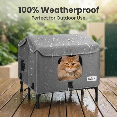 Miniatura 7 de Casa para gatos al aire libre resistente a la intemperie para primavera y verano, refugio portátil para gatos callejeros, sin instalación, plegable