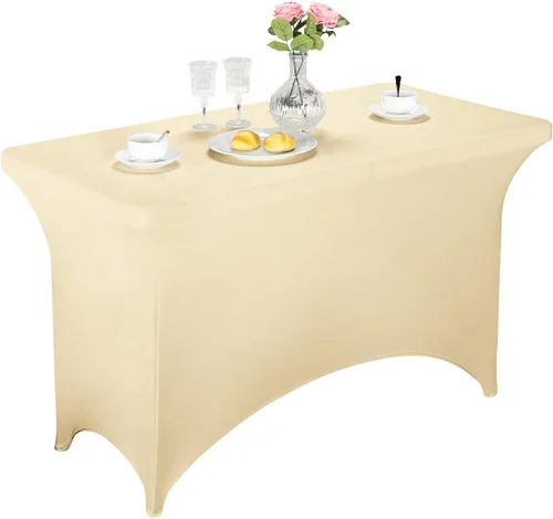Miniatura 44 de LZY Cubierta de Mesa Elástica Ajustable de Spandex para Mesa Plegable de 6 pies, 4 pies o 8 pies, Mantel de Cóctel Rectangular, Perfecto para Champn