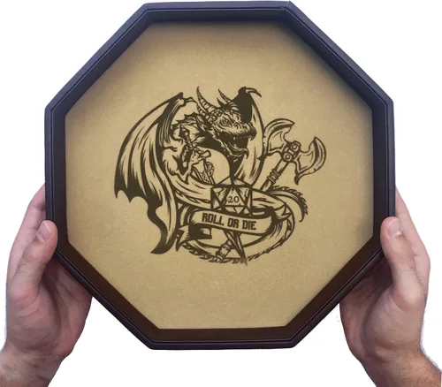 Miniatura 4 de Fantasydice - ROLL OR DIE- Bandeja de dados - Octágono de 11.5 pulgadas - para dados, juegos de mesa, juegos de mesa como D&D (DND) 3.5 y 5e, Call