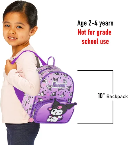Miniatura 6 de Kuromi 10" Mini Mochila Set - Bolso de piel sintética con marcador Sanrio Bundle