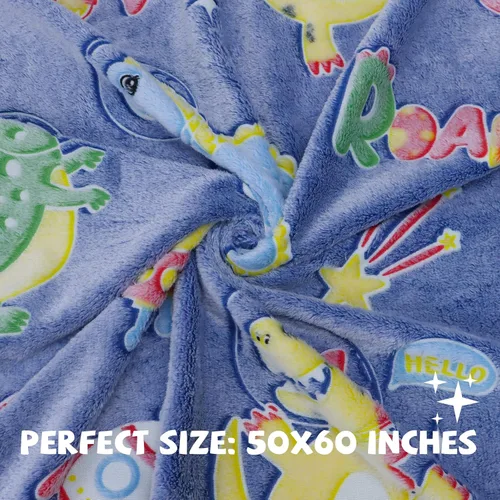 Miniatura 6 de REXEO Manta que brilla en la oscuridad, regalos de dinosaurio, juguetes para niños, regalos de cumpleaños para niños de 1, 2, 3, 4, 5, 6, 7, 8, 9