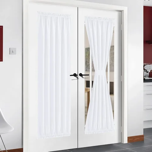 Miniatura 61 de NICETOWN Cortinas opacas unicolor con aislamiento térmico para puerta francesa, granja, oscurecimiento de habitación, puertas y ventanas de Marrón