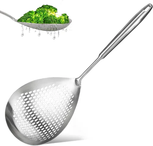 Miniatura 7 de Cucharón de acero para araña, colador de araña para cocina, cocina y freír, diámetro de la cuchara coladora de alta calidad: 5.4 pulgadas, longitud