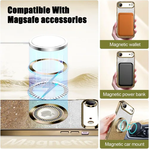Miniatura 25 de Misscase Funda magnética con purpurina para iPhone 11 compatible con MagSafe, protección completa, delgada, a prueba de golpes, antiarañazos