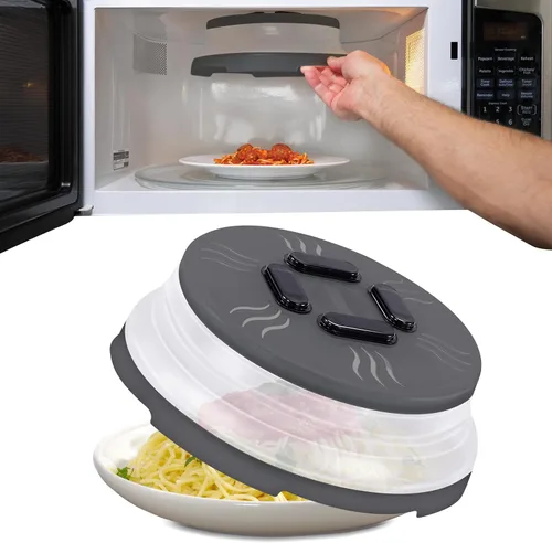 Miniatura 10 de HOVER COVER Tapa protectora magnética contra salpicaduras, tapa de 10 pulgadas transparente libre de BPA para alimentos, protector de plato