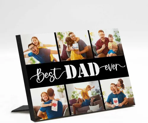 Miniatura 7 de InterestPrint Panel de fotos personalizado para papá y nombre para exhibición de mesa, mejor papá estrella, 6 fotos, marco de fotos personalizado
