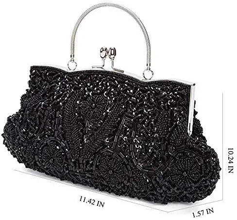 Miniatura 7 de Tmore Bolso de noche grande con diseño de lentejuelas y cuentas