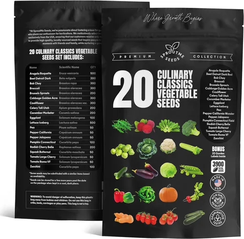 Miniatura 9 de Semillas de verduras para clima frío: 20 variedades tolerantes al frío, más de 3900 semillas de reliquia sin OMG para interiores y exteriores, kit