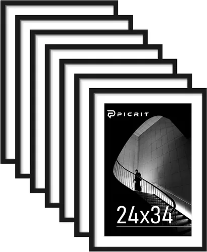 Miniatura 12 de Picrit Marco negro para póster de 24 x 34 pulgadas, paquete de 7 unidades, para fotos de 20 x 30 pulgadas con paspartú o de 24 x 34 pulgadas sin