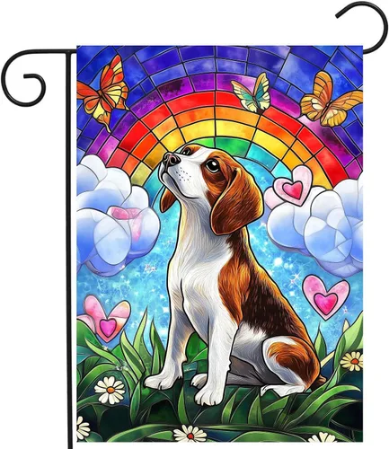 Miniatura 16 de Bandera floral de jardín Golden Retriever para jardín, banderas de bienvenida para exteriores de 12 x 18 pulgadas, bandera de perro de flores