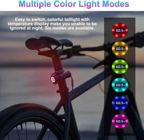 Miniatura 2 de VSYSTO Cámara de bicicleta, WiFi 2K con pantalla de temperatura, luz trasera, visión nocturna gran angular de 170°, lente SONYIMX335, impermeable
