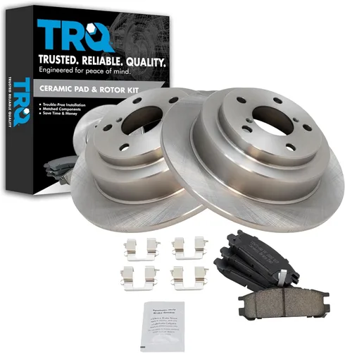 Miniatura 122 de TRQ Kit de rotor de freno trasero y pastillas de cerámica Posi premium compatible con camioneta Chevy GMC