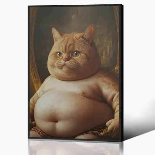 Miniatura 19 de Arte de pared vintage de gato japonés en lona, póster de gato negro peculiar comiendo ramen, impresión de arte retro de animales divertidos