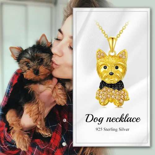 Miniatura 103 de Collares con colgante de perro de plata de ley S925 – 24 razas corgi/husky/labrador/pastor para mujer