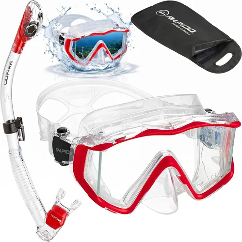 Miniatura 5 de Phantom Aquatics Rapido Clareza Máscara de Tres Lentes y Snorkel Combo