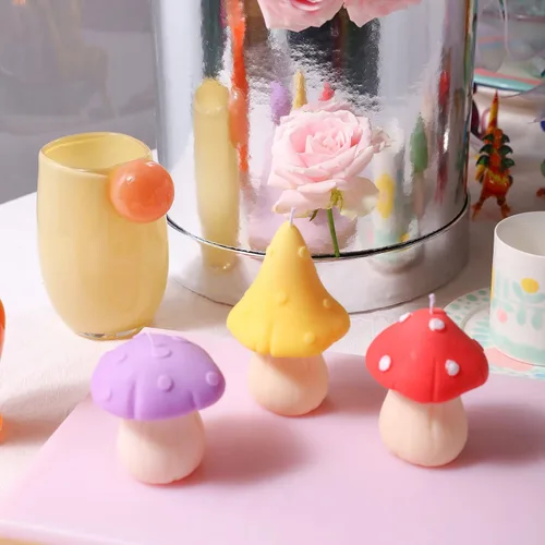 Miniatura 5 de BOOWAN NICOLE Lindo molde de vela de silicona de hongos, suministros de molde para hacer velas, moldes hechos a mano para fondant de hielo en 3D