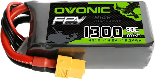 OVONIC 4S Lipo Batería 80C 1300mAh 14.8V Lipo Batería con XT60 Conector para RC FPV Racing Drone Quadcopter