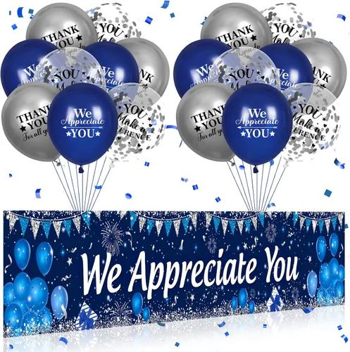 Miniatura 12 de Decoraciones We Appreciate You Letrero de Jardín Negro Dorado We Appreciate You con 18 Globos Letrero Gracias por Todo lo que Haces Regalos