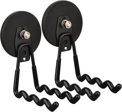 Miniatura 10 de MUTUACTOR Ganchos magnéticos fuertes, 2 ganchos magnéticos grandes de metal para organizador de herramientas, ganchos magnéticos resistentes
