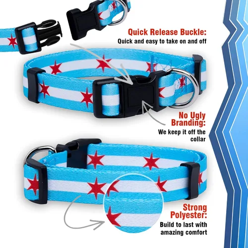 Miniatura 4 de Native Pup Collar de perro con bandera de Chicago (Chicago Big Stars, L)