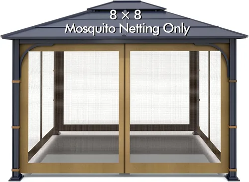 Miniatura 11 de Wonwon Gazebo Mosquitera de Repuesto Universal para Exteriores Toldo de 4 Paneles de Paredes de Malla con Cremallera para Gazebo de 10' x 10