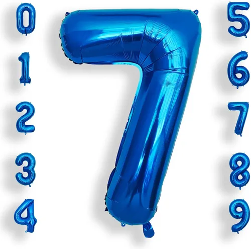 Miniatura 14 de AULE Globos grandes de 40 pulgadas con números 0 azules, globos grandes de números de aluminio, decoraciones de fiesta de cumpleaños de helio