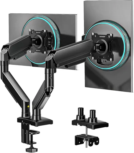 Miniatura 10 de Single Monitor Arm, Monitor Mount for 17-32 inch Screens Gas Spring Adjustable Monitor Stand, Vesa Mount with Clamp and Grommet Aluminum Base - Fits