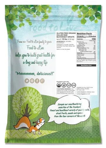 Miniatura 2 de Food to Live - Granos de trigo sarraceno orgánico sin gluten, 10 libras - Grano entero sin OMG sin transgénicos. Cocción rápida. Perfecto