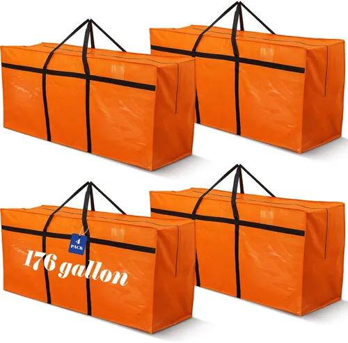 Miniatura 14 de 4 Piezas Bolsas de Mudanza Grandes con Cremallera y Asas Bolsas de Lona Tipo Duffle Plegables de Almacenamiento Extra Resistentes Extra Grandes