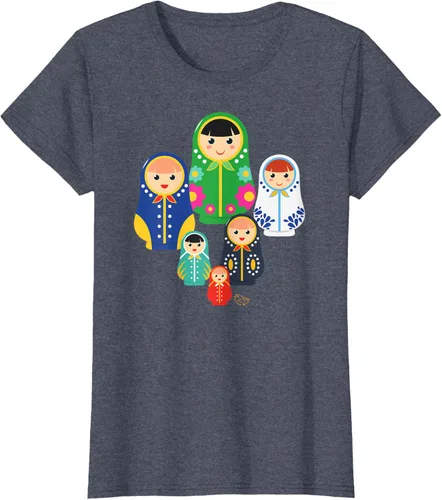 Miniatura 50 de Matryoshka Russian Nesting Dolls, Rusia - Camiseta de regalo, Azul / Patchwork, S
