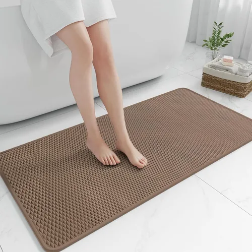Miniatura 13 de RUERYA Alfombras de baño antideslizantes y lavables, tapetes de baño de goma para baño, secado rápido, súper absorbentes, ultrafinos, pequeños Gris