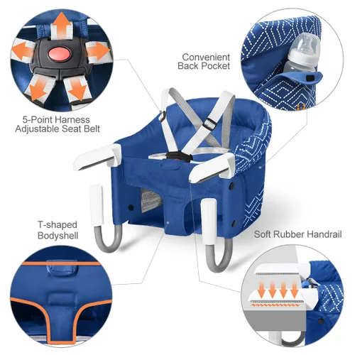 Miniatura 3 de MTWML Silla de bebé portátil para mesa, silla alta de enganche que se fija a la mesa, asiento de mostrador con ahorro de espacio para bebé, asiento