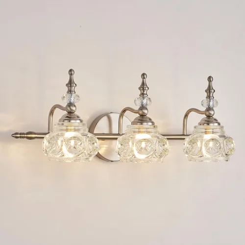 Miniatura 26 de Apliques de pared vintage, iluminación de pared de 1 luz con pantalla de cristal, acabado de latón antiguo cepillado mate, lámpara de pared