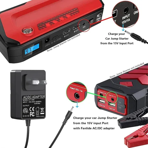 Miniatura 4 de Cargador de fuente de alimentación de 15V 1A para arrancador de coche, pico 450A 500A 600A 800A 1000A para auto Booster de batería Schumacher