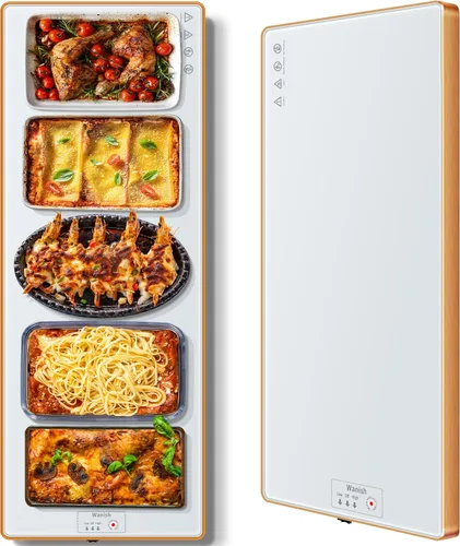 Miniatura 10 de Bandeja de calentamiento eléctrica, L, 22 x 14 pulgadas, alfombrilla de calentamiento de vidrio templado para alimentos, color negro Keep Food