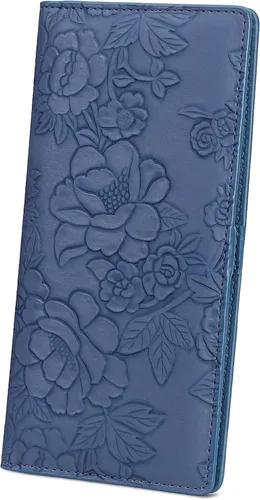 Miniatura 11 de FALAN MULE Cartera delgada ultrafina para mujer, de cuero plegable, bloqueo RFID, tarjetero de diseño, Negro