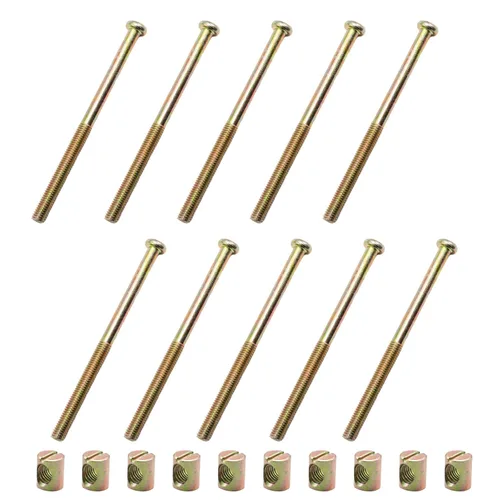 Miniatura 20 de Juego de 10 piezas de tornillos M6 x 100 mm de cabeza plana hexagonal con enchufe - Perfecto para accesorios de cama de madre y bebé - Galvanizado