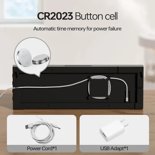 Miniatura 8 de JALL Reloj de pared digital grande de 16.2 pulgadas con segundos, sincronización Bluetooth, alarma LED grande, color RGB, temperatura DST para aula