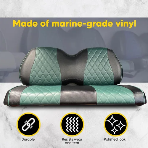 Miniatura 2 de Club CAR Precedent - Fundas de asiento delantero para carrito de golf, costuras de diamante (negro/verde oscuro)