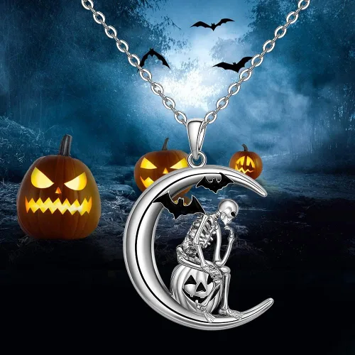 Miniatura 7 de Flamingo Necklace Halloween Skeleton Cat Necklace Turtle Axolotl Hummingbird Necklaces for Women 925 Sterling Silver Cute Animal Jewelry Christmas