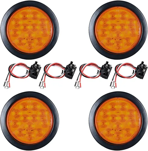 Miniatura 78 de Kit de tapones de cableado con cubierta de hule para luz trasera LED redonda de 4", 12 ledes, para RV, camioneta Luz roja - Lente transparente