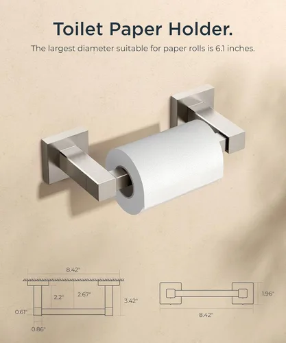 Miniatura 131 de FORIOUS Soporte de pared para papel higiénico, soporte de rollo de papel higiénico de doble poste giratorio de acero inoxidable para baño, Blanco