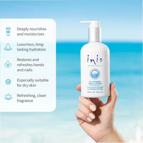 Miniatura 4 de Inis the Energy of the Sea - Loción de manos mineral marina para mujeres y hombres, humectante ligero para manos laterales con algas marinas